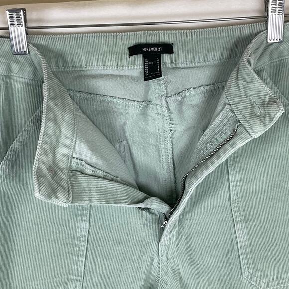 Forever 21‎ Women’s L Sage Green Corduroy Straight Leg Pants Boho Festival Artsy - Picture 6 of 16